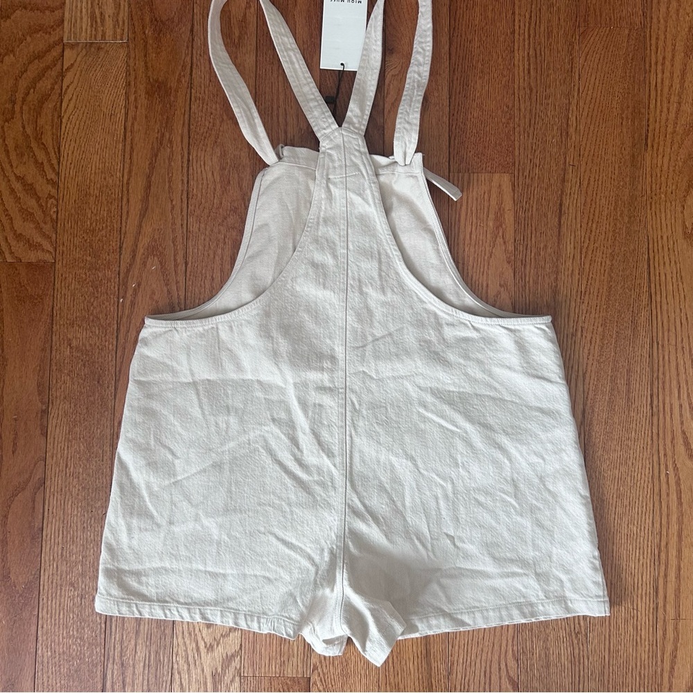 NWT Miou Muse Gemma Cotton Romper L Khaki Tie Strap Boho Resort Jumpsuit - Picture 2 of 12